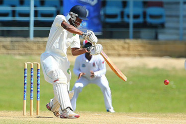Shimron Hetmyer played a mature innings yesterday to reach his maiden century. (Orlando Charles photo) 