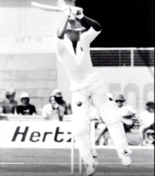 Jim Allen batting at the World Series Cricket (Kerry Packer) tournament in Melborne, Australia on January 24, 1978 