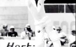 Jim Allen batting at the World Series Cricket (Kerry Packer) tournament in Melborne, Australia on January 24, 1978
