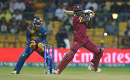 Andre Fletcher gathers more runs during his unbeaten 84 against Sri Lanka in the West Indies’ second game of the Twenty20 World Cup here Sunday. (Photo courtesy WICB Media)
