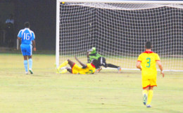 GOAAL! One of the seven goals scored by the Golden Jaguars. (Orlando Charles picture)
