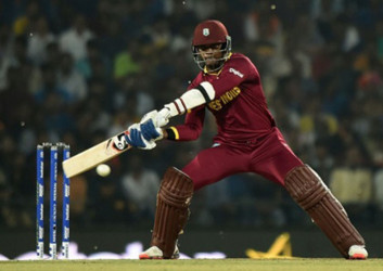 West Indies batsman Marlon Samuels goes on the attack during his Man-of-the-Match 43 against South Africa on Friday