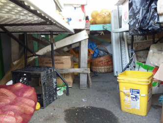 Food items being stored under a stand at one of the stalls