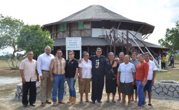 Members of the Makushi Research Unit pose with Minister of Indigenous Peoples’ Affairs Sydney Allicock during his visit to Region Nine (GINA photo)
