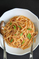 Comforting - Linguini dressed with Marinara (Photo by Cynthia Nelson) 