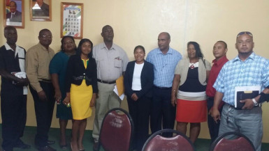 Mayor-elect Carlton Beckles (fifth from left) and the members of the Lethem Town Council 