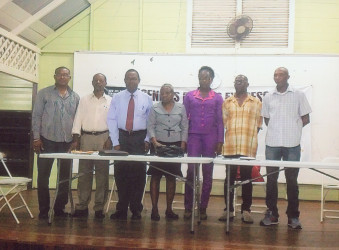 From left Charles Greaves, Kenrick Fraser,  Ivor English, Emily Dodson, Abiola Craig, Brain Galloway and Shaun Massiah. 