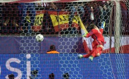  Goalkeeper Marc-André ter Stegen fails to stop Antoine Griezmann scoring the opener for the hosts