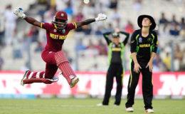 Batsman Deandra Dottin celebrates after guiding West Indies to victory in the final of the Twenty20 Women’s World Cup. 