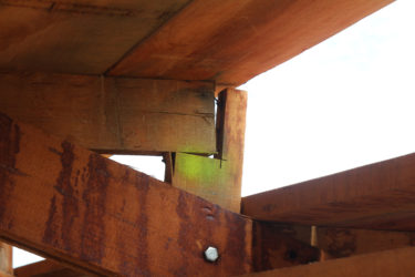  One of the supporting beams that was improperly joined   