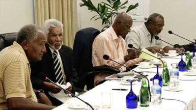Some of the legends-Roberts, Murray, Hall and Griffith- during their meeting in Grenada. 