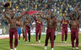 West Indies players celebrating following their capture of the Twenty20 World Cup final against England in Kolkata earlier this month.