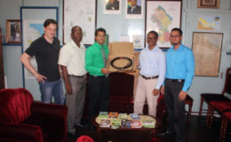 REETA’s Representative  Ken Aldonza (2nd from right) handing over the equipment to GEA’s CEO Dr. Mahender Sharma. Standing at extreme left is Tobias Dertman. 