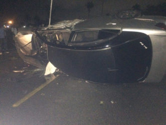 PTT 9623 toppled along Lamaha Street 
