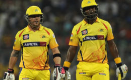 Dwayne Smith (right) and Brendon McCullum, pictured here in their time at Chennai Super Kings, have reunited at the top of the order for new side Gujarat Lions.
