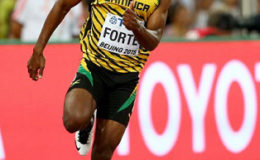 Julian Forte a member of the Jamaican squad which won the marquee sprint relay at the Penn Relays yesterday. (file photo)
