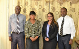 The members of the Gaming Authority Board: (from left)  George Vaughn,  Christine King,  Geeta Chandan-Edmond and the Chairperson,  Roysdale Forde. (Ministry of the Presidency photo)
