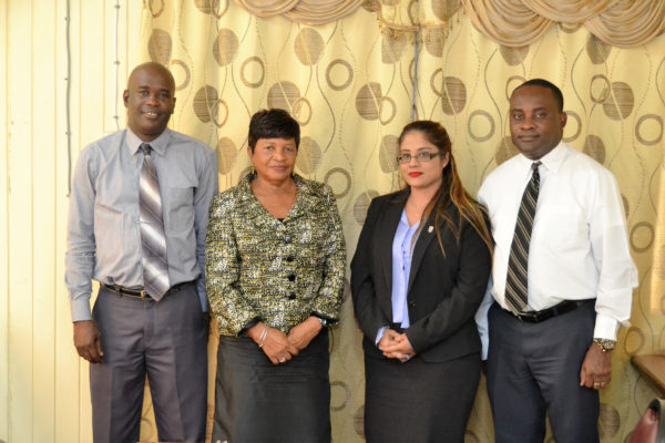 The members of the Gaming Authority Board: (from left) George Vaughn, Christine King, Geeta Chandan-Edmond and the Chairperson, Roysdale Forde. (Ministry of the Presidency photo)