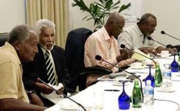 Some of the legends-Roberts, Murray, Hall and Griffith- during their meeting in Grenada.