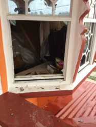  The window the bandits broke to enter 