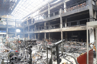The inside of the main building which was severely damaged as a result of Monday’s fire. (Keno George photo) 