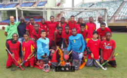 From Left to Right-Standing: Robert Fernandes (Head Coach), Dwayne Alleyne (Assistant Coach), Ato Greene, Jael Gaskin, Andrew Stewart, Nyron Joseph, Omar Hopkinson, Shaquille Leung, Daniel Hooper, Leon Bacchus, Keon McKenzie, Paramanand Dindial, Mark Sargeant (Captain) and Barrington Browne (Physical Trainer)
Kneeling: Hilton Chester, Meshach Sargeant, Michael Hing, Medroy Scotland, Rosario Ramsammy and Ian Burke (Standby Player). Absent from photo is Aroydy Branford.
