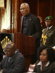 President David Granger addressing Parliament yesterday