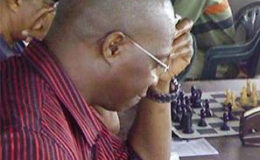 Frankie Farley (in photo) examines the chess board for flaws to his move sequence before he commits to his next move. Farley is contesting the presidency of the Guyana Chess Federation. He is the CEO of Silicon Green Inc and has experience in managing local and foreign companies. Frankie is a veteran chess player and is committed to popularizing the enduring mind game among Guyanese. 