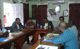 The APNU+AFC councillors in the boardroom yesterday