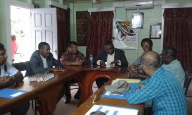 The APNU+AFC councillors in the boardroom yesterday