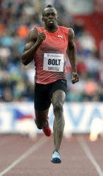 World and Olympic champion Usain Bolt races to victory in the 100 metres at the Golden Spike in Ostrava yesterday. 