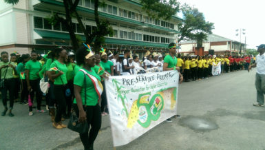 A section of the trainee teachers assembled on the CPCE tarmac minutes before the parade on Friday. 