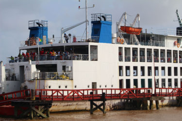 The ferry moored at Good Hope stelling 