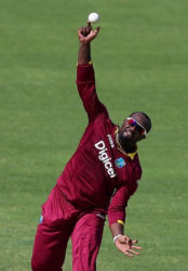 Off-spinner Ashley Nurse … claimed three wickets for West Indies. 