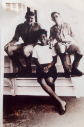 Edward John Constant (left) photographed along with Una Bullen, who was then the typist for the battalion headquarters in Georgetown, and Lance Corporal Pedley of the Middlesex Regiment (1966).
