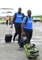 Hard-hitting all-rounder Carlos Brathwaite and his fellow Barbadian/West Indies teammate Jonathan Carter arriving at Ogle