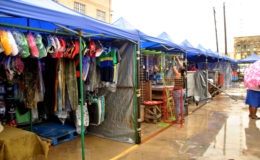 Clothing on display at the makeshift vending site
