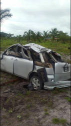 The mangled car, PSS 9432, after the accident. 