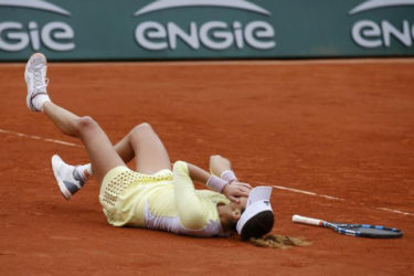 Garbine Muguruza is ecstatic after defeating Serena Williams yesterday to win the French Open singles title. (Reuters photo) 