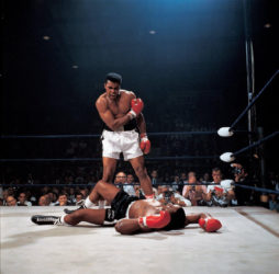 Muhammad Ali stands over a fallen Sonny Liston during their second fight May 25, 1965.