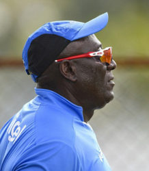 The West Indies bowling coach, Roddy Estwick.