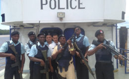 Police aboard the M B Tamakay (Police photo)
