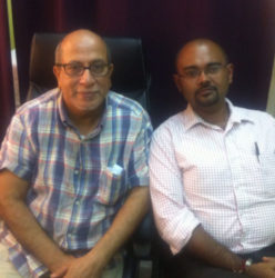 Sonologist Dr Syed Ghazi (left) and Oncologist Dr Sayan Chakraborty (right) of the Cancer Institute of Guyana 