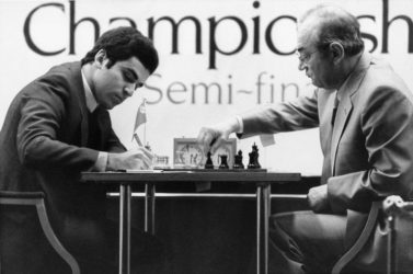 As Soviet grandmaster Viktor Korchnoi (right) completed his moves during the 1983 World Chess Championship semifinal in London, Garry Kasparov took notes, according to the New York Times. At 85, Korchnoi passed on in Switzerland on June 6.
