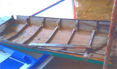 Mohamed Shameer’s badly damaged boat.