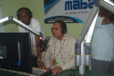 Prime Minister Moses Nagamootoo took a seat in the broadcaster’s chair on Saturday as he commissioned Radio Mabaruma. 