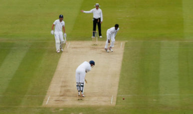 Alex Hales is bowled by Nuwan Pradeep of Sri Lanka who was later adjudged to have overstepped the bowling crease but television replays showed that the delivery was a legitimate one.