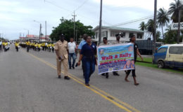 Walking from Williamsburg to Port Mourant, Corentyne, Berbice on Friday before the rally
