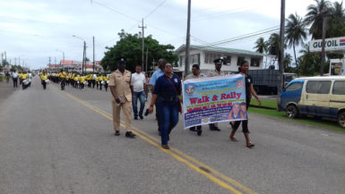 Walking from Williamsburg to Port Mourant, Corentyne, Berbice on Friday before the rally 