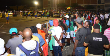 Part of the action in the Guinness ‘Greatest of the Streets’ National Championship between Showstoppers (green) and Wisroc (yellow) at the National Cultural Centre tarmac 